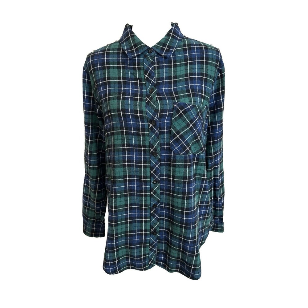 NWT Gap Women's M Soft Long Sleeve Relaxed Fit Flannel Shirt Green NEW $69 MSRP